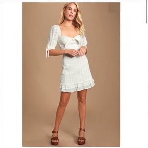 Lulus Ryleigh White Pleated Tie Front Dress